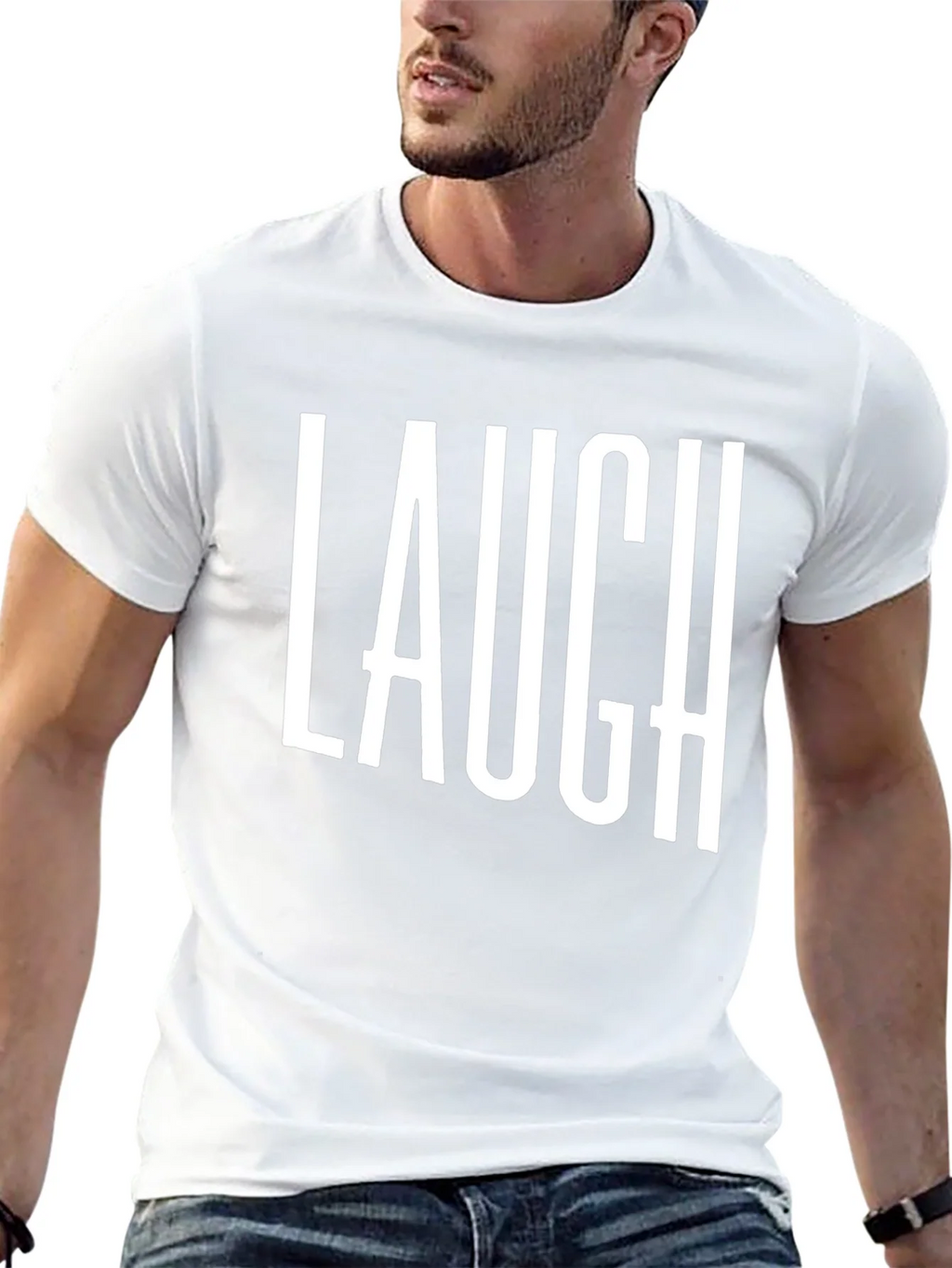 Laugh T-Shirt - Black Cotton Graphic Tee product image 12