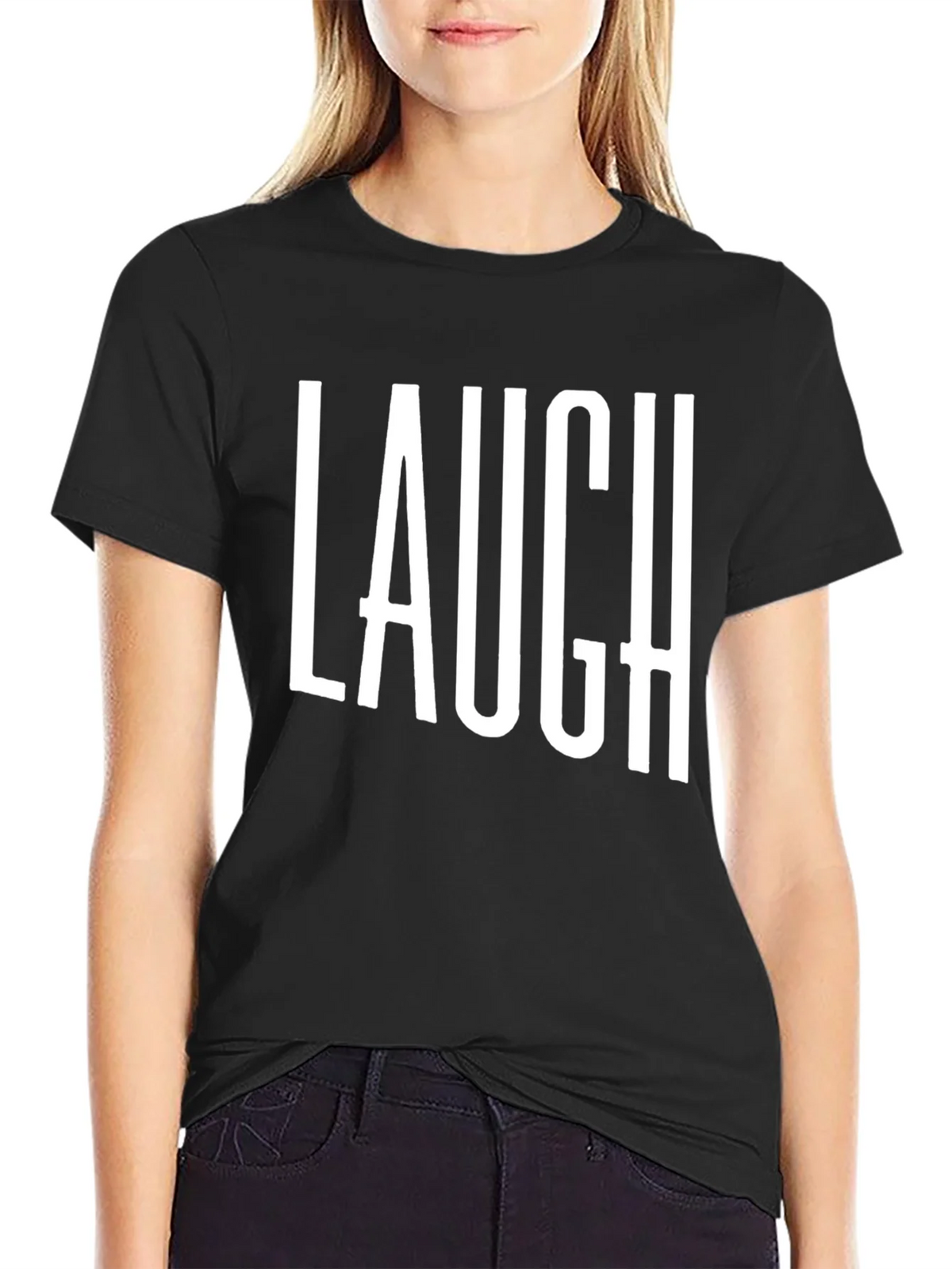 Laugh T-Shirt - Black Cotton Graphic Tee product image 2
