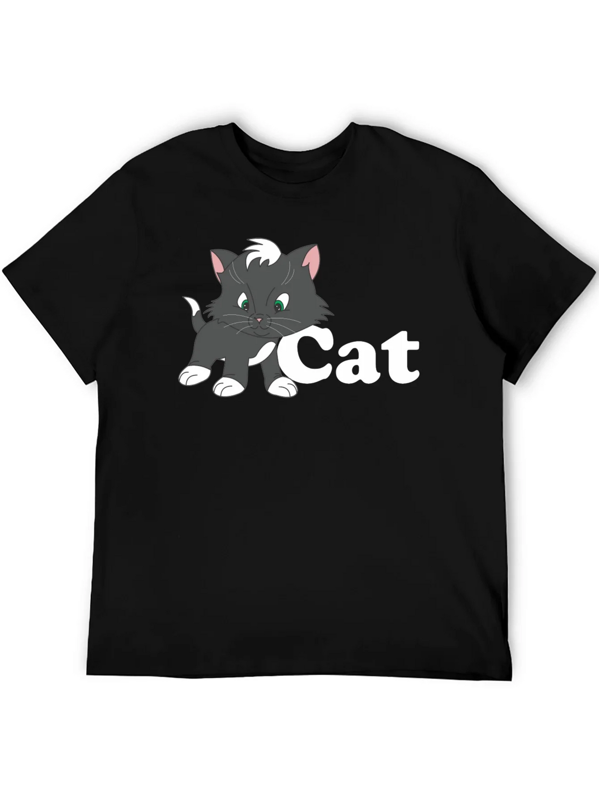 Cat Cartoon Black T-Shirt product image 5