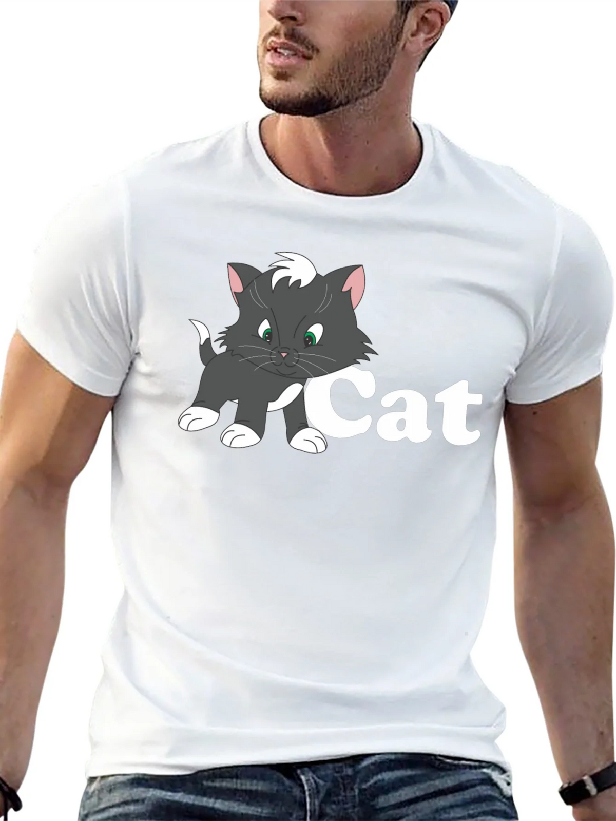 Cat Cartoon Black T-Shirt product image 12