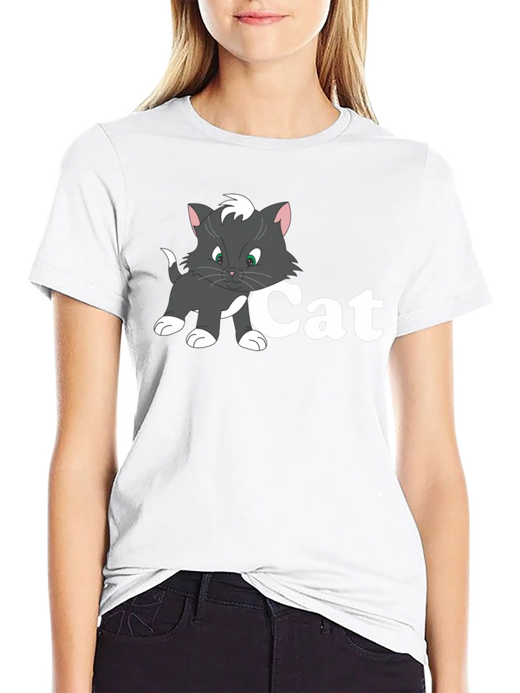 Cat Cartoon Black T-Shirt product image 8