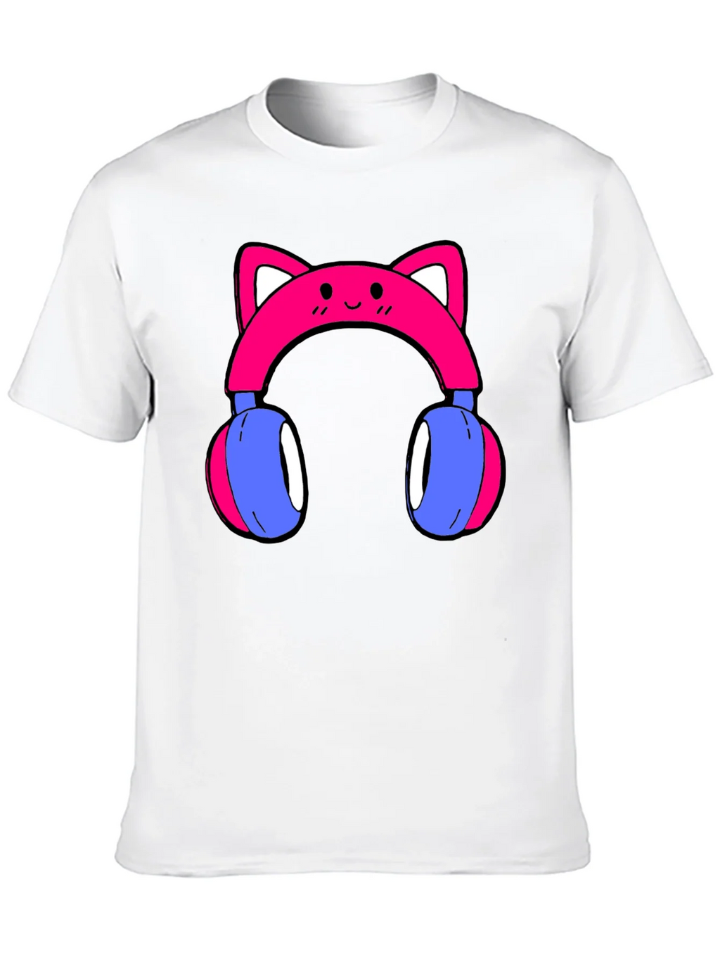 Cute Cat Ear Headphones Graphic Tee - Black product image 8