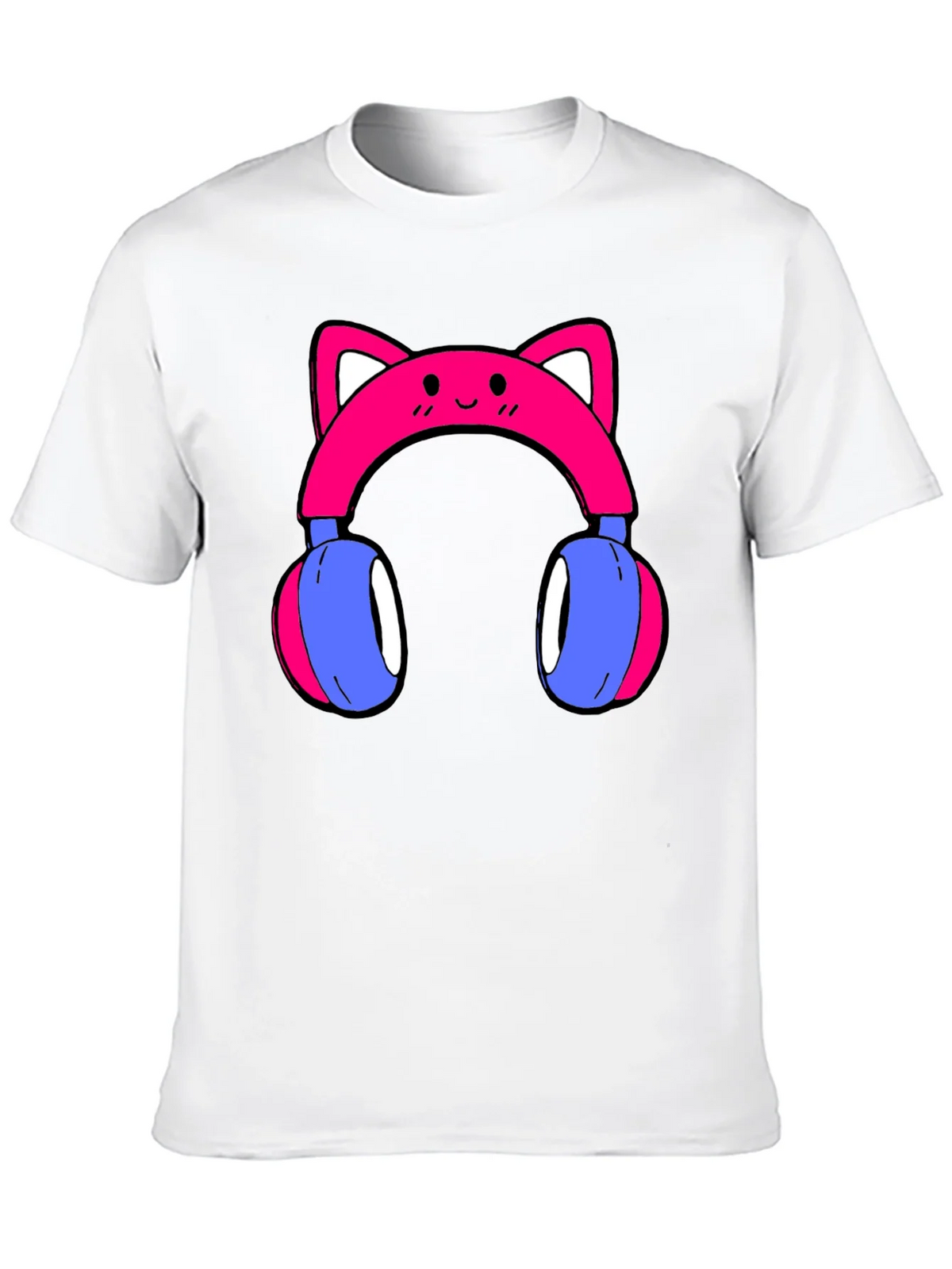 Cute Cat Ear Headphones Graphic Tee - Black product image 8