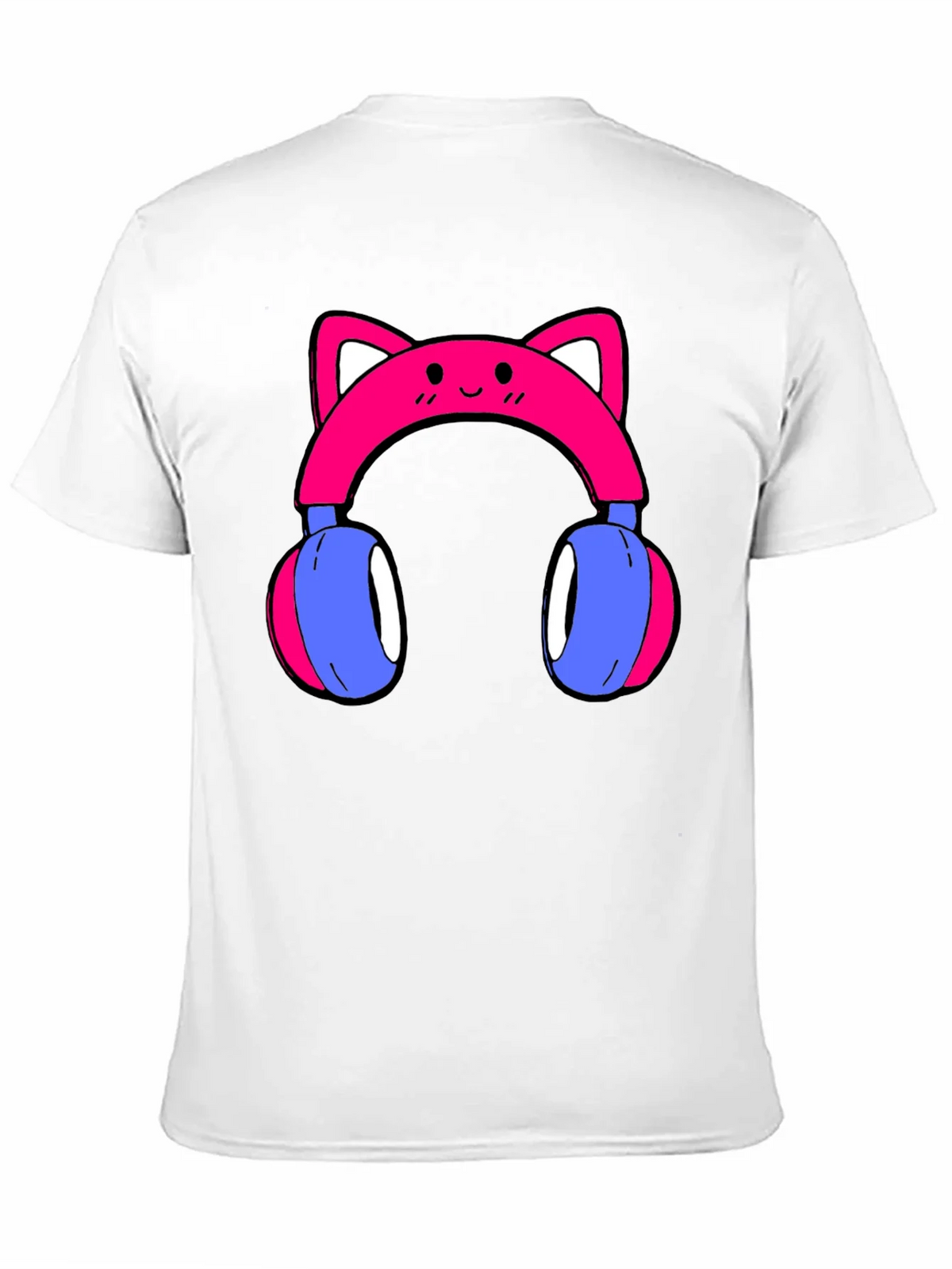 Cute Cat Ear Headphones Graphic Tee - Black product image 9