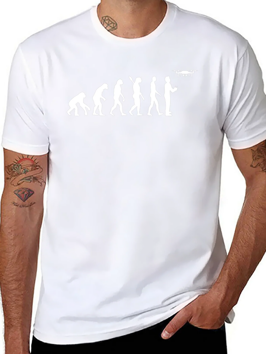 Evolution of Drone Pilot T-Shirt - Black Cotton Tee product image 3