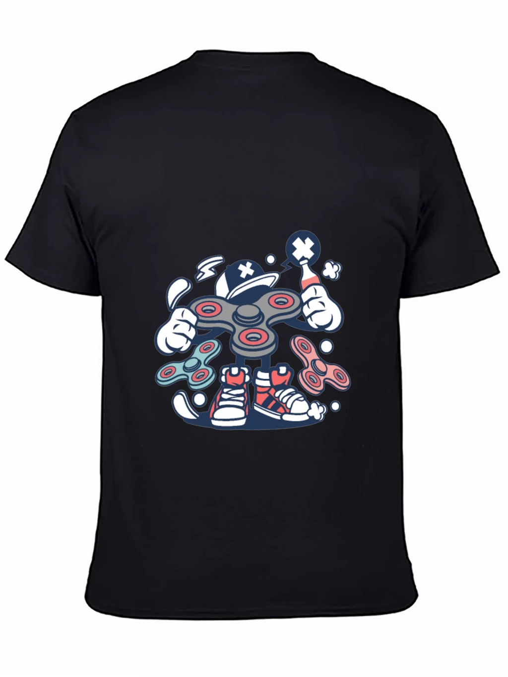 Fidget Spinner Cartoon Graphic Black T-Shirt product image 4