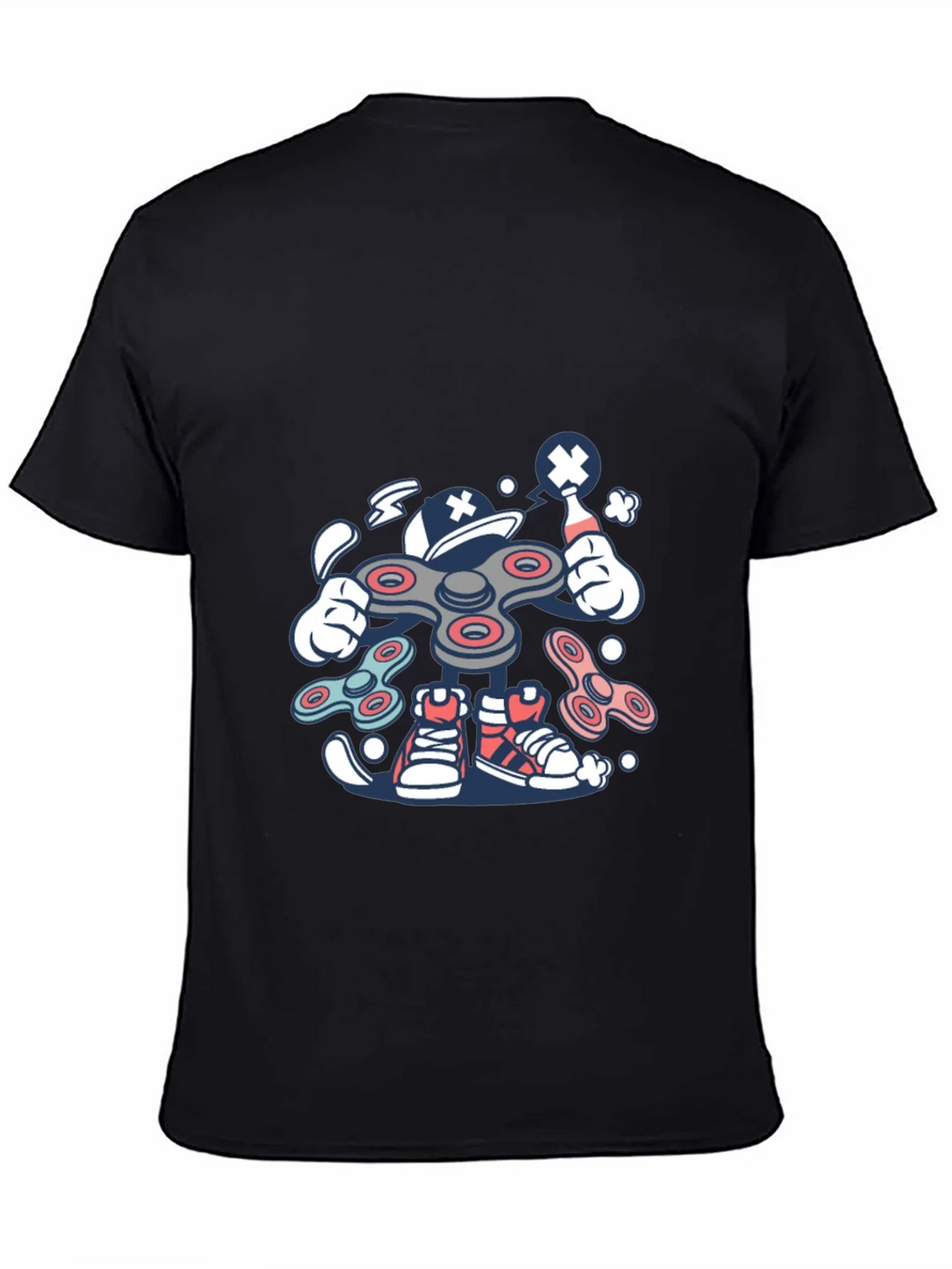 Fidget Spinner Cartoon Graphic Black T-Shirt product image 4