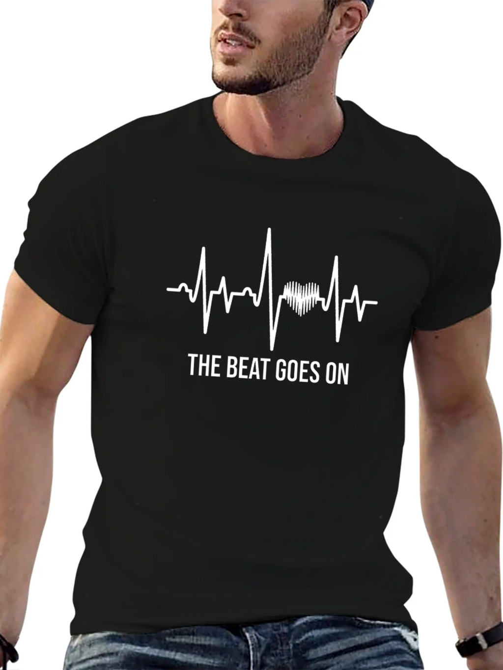 The Beat Goes On T-Shirt - ECG Heartbeat Design product image 6