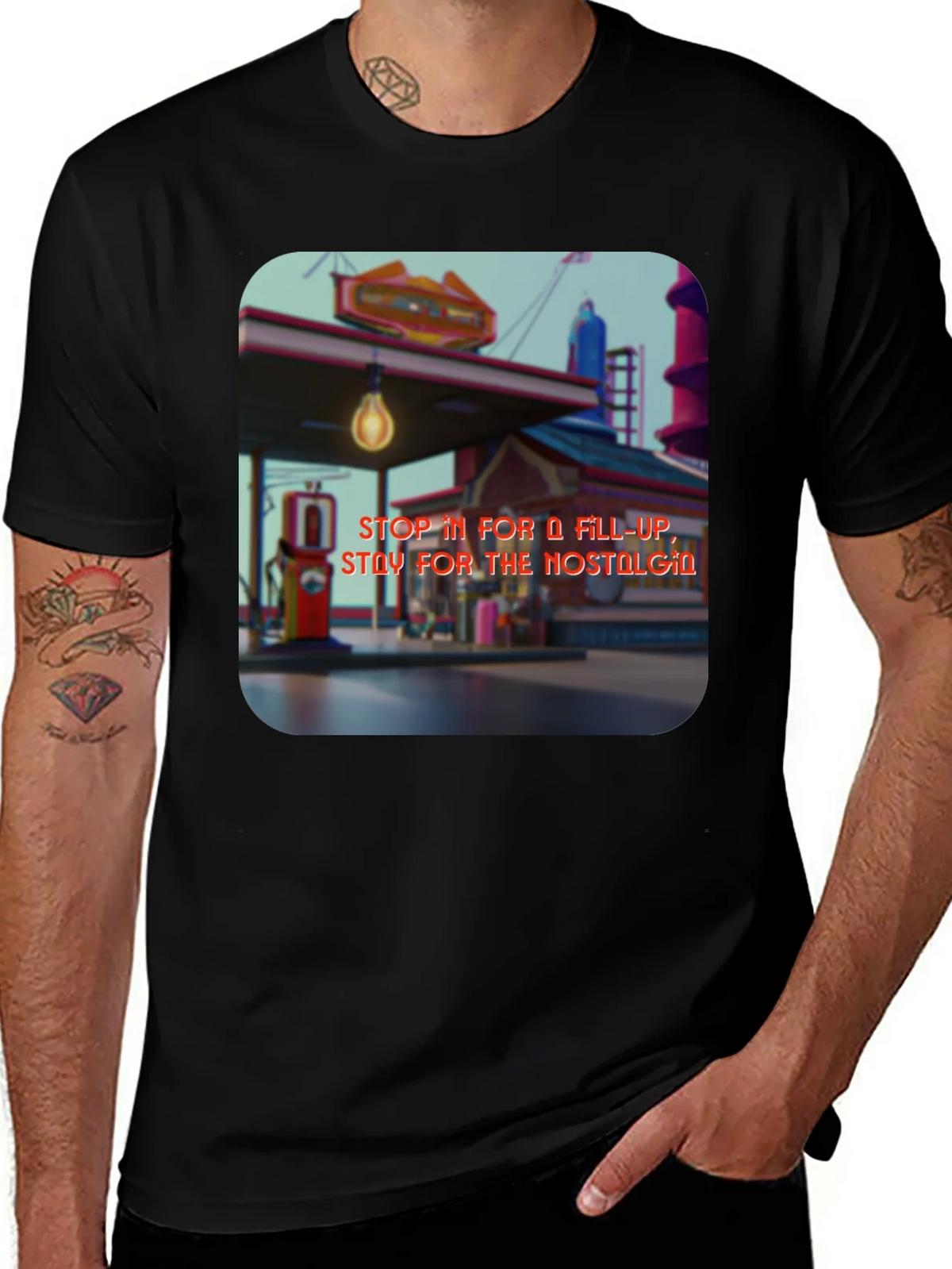 Retro Gas Station T-Shirt - Nostalgic Design product image 1