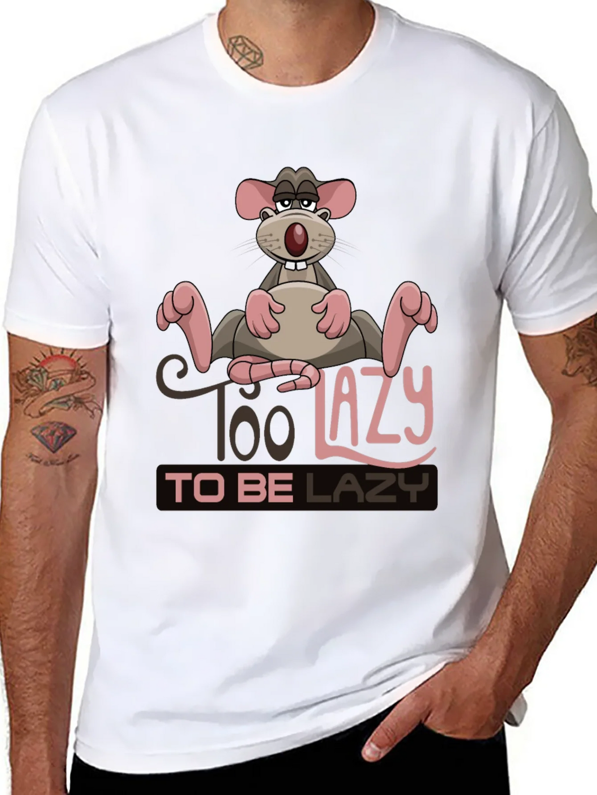 Funny Too Lazy Rat Graphic T-Shirt product image 7