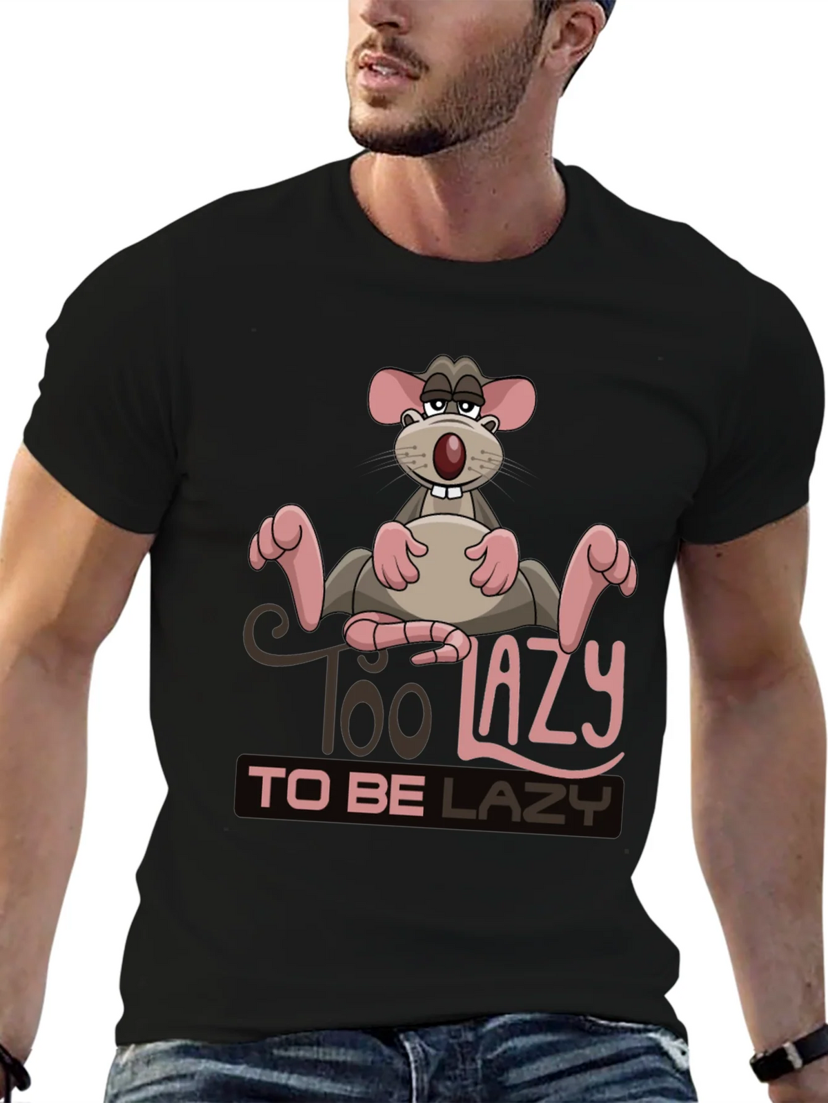 Funny Too Lazy Rat Graphic T-Shirt product image 6