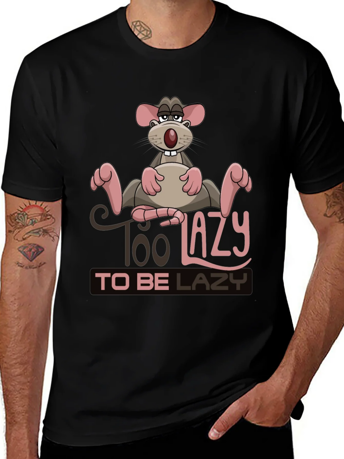 Funny Too Lazy Rat Graphic T-Shirt product image 1