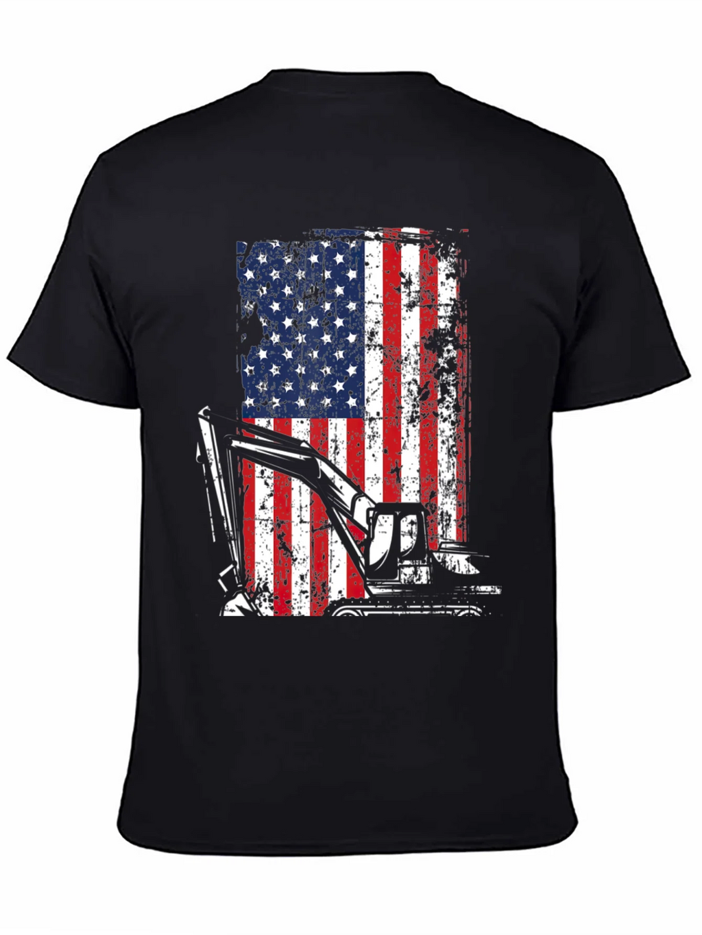 Excavator American Flag Mens T-Shirt product image 1