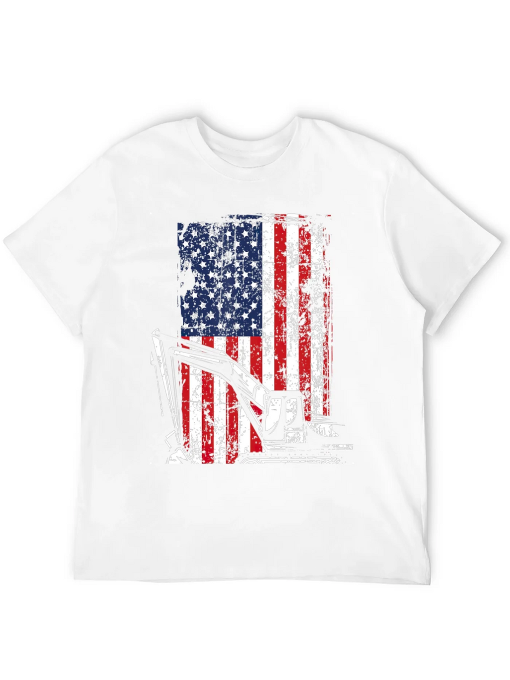Excavator American Flag Mens T-Shirt product image 4