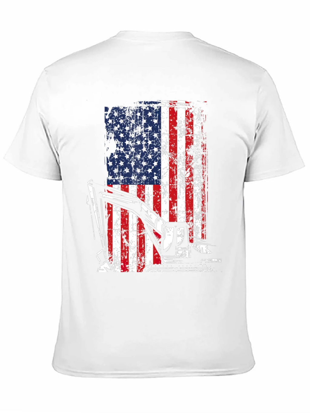Excavator American Flag Mens T-Shirt product image 3