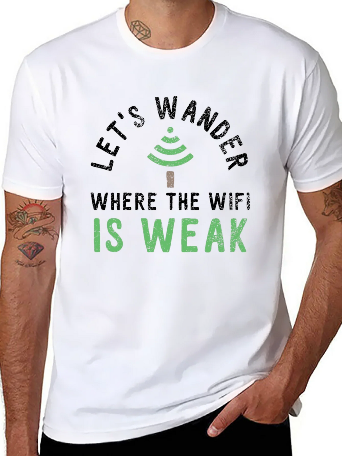 Lets Wander Where the Wifi is Weak Graphic Tee product image 7
